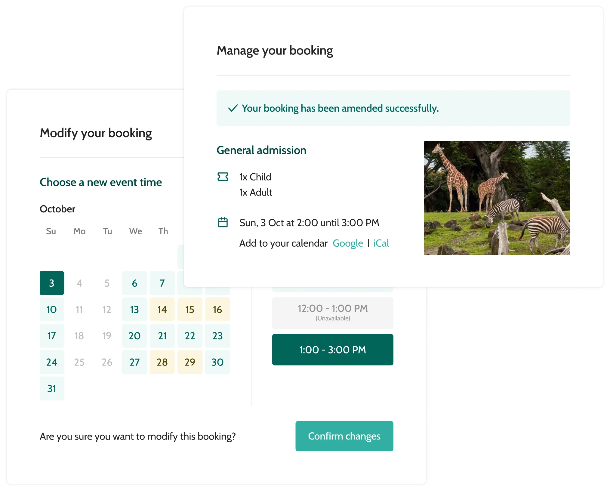 Manage your animal attraction booking - Beyonk graphic interface