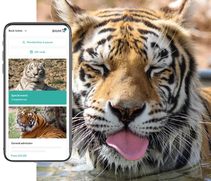 Keeper's of the Wild zoo booking system on mobile